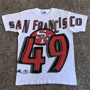 Vintage RARE 1993 San Francisco 49ers All Over Print T-Shirt Mens L Apex One NFL